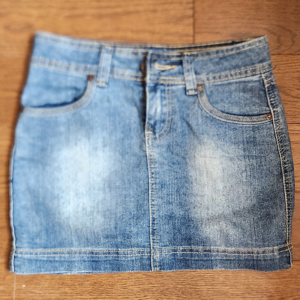 Low-Rise Denim Mini Skirt
